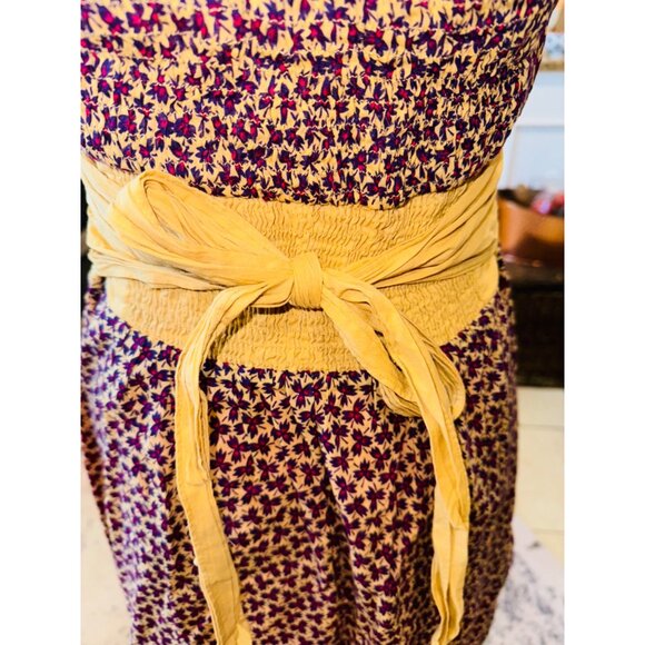 Free People Strapless Cottage Core Feminine Floral Dress Smocked Y2K empire - Picture 9 of 10